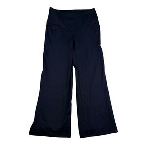Jockey Sport Womens Navy Blue Wide Leg Yoga Pants High Rise Pockets Size Medium
